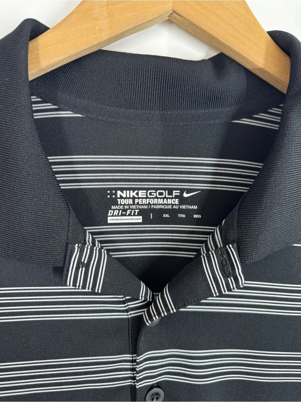 Nike Golf Tour Performance Men Striped Polo Shirt XXL Black Athletic Golf Sporty